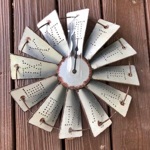 Metal Windmill Wall Clock